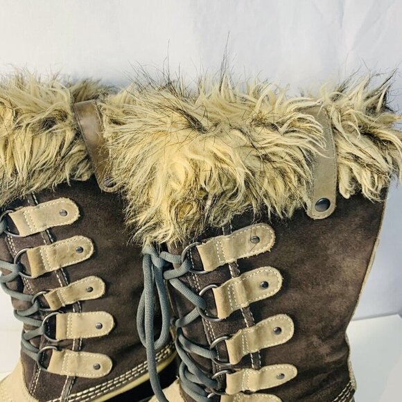Sorel Boots Joan of Arctic Suede Faux Fur Snow Winter Women 7 Brown Mid Calf - Picture 5 of 16